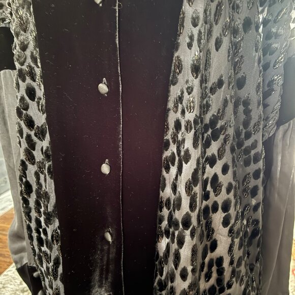 Carlisle Collection Silk & Velvet Burnout Blouse With Sparkle - Evening Sz 8 - Picture 7 of 11